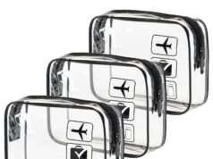 MODENGKONGJIAN TSA Approved Toiletry Bag, 3 Pcs Clear Toiletries Bags Quart Size Travel Makeup Cosmetic Bag for Women Men, Carry on Airport Airline Compliant Bag (Black)