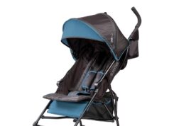 Summer by Ingenuity 3D Mini Convenience Stroller – Lightweight Stroller with Compact Fold, Multi-Position Recline, Canopy with Pop Out Sun Visor – Umbrella Stroller for Travel & More, Blue/Black