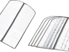 Amazon Basics Zippered Peva Garment Storage Bag, 5-Pack, White