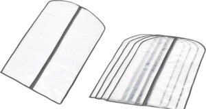 Amazon Basics Zippered Peva Garment Storage Bag, 5-Pack, White