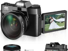 Upgrade 4K Digital Camera for Photography and Video, 16X 48MP Auto-Focus Vlogging Camera for YouTube with SD Card Anti-Shake Compact Camera for Travel with 3″ 180° IPS Flip Scree (2 Batteries)