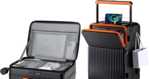 Joyway Carry on Luggage 22x14x9 Airline Approved, Hardside Carry-on Suitcase with Charging Port and Spinner Wheels, Hardshell 20 Inch Luggage with TSA Lock, Black