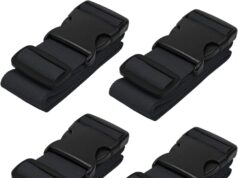 Luggage Straps for Suitcases TSA Approved – Black, 4 PK – Premium Nylon Belts for Suitcase, Briefcase & Travel Bag – Adjustable Strap Length 46″ – 78″