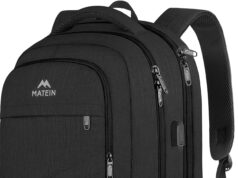 MATEIN 15.6 Inch Backpack for Traveling On Airplane for Women Men, Professional Business Laptop Backpack with Multiple Organization Pockets Water Resistant Casual Daypack, Black