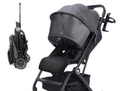 Lightweight Baby Stroller, Compact Travel Stroller with Cup Holder & Sleep Shade, Oversize Basket, One Hand Easy Foldable Stroller for Airplane Travel and More