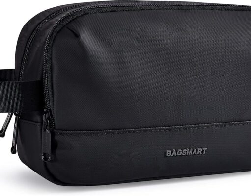 BAGSMART Travel Toiletry Bag for Men, Dopp Kit Water Resistant Shaving Bag for Toiletries Accessories, Black-Medium