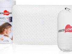 Travel & Camping Pillow for Adults & Baby – Comfortable Memory Foam Travel Small Pillow – Backpacking Pillow Easy to Carry Portable Bag Ideal for Airplane & Car Travel Pillows (White)