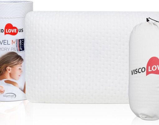 Travel & Camping Pillow for Adults & Baby – Comfortable Memory Foam Travel Small Pillow – Backpacking Pillow Easy to Carry Portable Bag Ideal for Airplane & Car Travel Pillows (White)