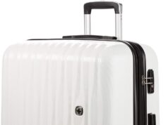SwissGear 7272 Energie Expandable Hardside Luggage with Spinner Wheels and TSA Lock, White, Checked-Large 27-Inch