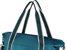 WALNEW Travel Duffel Bag, Weekender Overnight Carry On Bag for Women Men, Foldable Waterproof Gym Luggage with Metal Buckle Detachable Shoulder Strap and Wet Compartment (Peacock Blue)