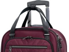 KROSER Carry On Underseat Multi-functional, 16-inch Underseater Lightweight Overnight Suitcase for Women, Burgundy