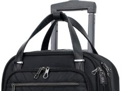 KROSER Carry On Underseat Multi-functional, 16-inch Underseater Lightweight Overnight Suitcase for Men Women, Black