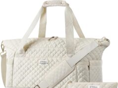 ETRONIK Travel Bag, Weekender Bags for Women, Personal Item Travel Bag with Wet Pocket, Duffel Bag for Travel with Shoes Compartment, 37L Hospital Bag for Labor and Delivery (Beige)