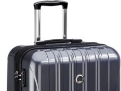 DELSEY PARIS Helium Aero Hardside Expandable Luggage with Spinner Wheels, Titanium, Checked-Medium 25 Inch