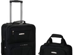Rockland Fashion Softside Upright Luggage Set, Expandable, Black, 2-Piece (14/19)