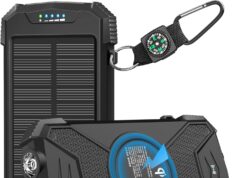 BLAVOR Solar Charger Power Bank 10,000mAh, Portable Wireless Charger, 20W Fast Charging External Battery Pack with USB C for Cell Phones, Solar Panel Charger with Dual Flashlight for Camping