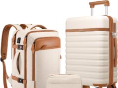 Luggage Sets 3 Piece, Carry On Luggage 20 Inch With Spinner Wheels,PC Hardside Suitcase Set with TSA Lock, Durable Carry On Suitcase With Travel Backpack for Men Women (White)