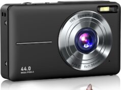 Digital Camera FHD 1080P Kids Camera 44MP with 32GB Card, 2 Batteries, Lanyard, 16X Zoom Anti Shake, Compact Portable Small Point and Shoot Camera for Kids Student Children Teens Girl Boy(Black)