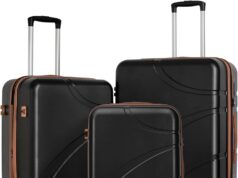 Luggage Sets 4 Piece Suitcase Set with Spinner Wheel, Hardshell Luggage Sets with TSA Lock, Expandable Travel Luggage Set, Style2 Black