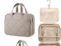 BAGSMART HangingToiletry Bag for Women, Puffy Travel Toiletry Bag with Jewelry Organizer, Waterproof Cosmetic Makeup Bag Compartment, Toiletries Kit Set for Traveling, Accessories, Essentials (M)