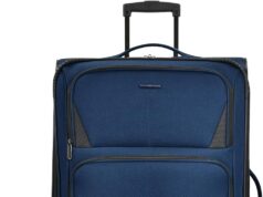U.S. Traveler Aviron Bay Expandable Softside Luggage with Spinner Wheels, Navy, 30-Inch