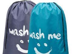 HOMEST 2 Pack XL Wash Me Travel Laundry Bag, Dirty Clothes Organizer, Large Enough to Hold 4 Loads of Laundry, Easy Fit a Laundry Hamper or Basket