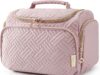 BAGSMART Travel Toiletry Bag, Large Wide-open Travel Bag for Toiletries, Makeup Cosmetic Travel Bag with Handle, Pink-M
