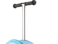 KIDDIETOTES 3-D Hardshell Ride On Suitcase Scooter for Kids -Cute Lightweight Kids Luggage with Wheels – Fun LED Lights