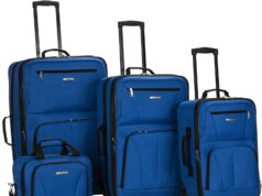 Rockland Journey Softside Upright Luggage Set,Expandable, Blue, 4-Piece (14/19/24/28)