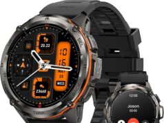 KOSPET Tank T3 Ultra Smart Watch for Men GPS, 480mAh Extra-Long Battery, 50M Waterproof, Stainless Steel Body Rugged Smartwatch with Bluetooth Calling, 1.43″ AMOLED Display, Pressure&Altitude&Compass