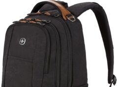 SwissGear Cecil 5505 Laptop Backpack, Black Canvas/Brown, 18-Inch