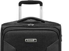 LUGGEX Underseat Carry On Luggage with Wheels – Soft Sided Small Suitcase – Underseat Luggage with Front Open Design (15 Inch, Black)
