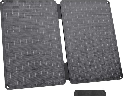 18W Portable Solar Panel, Foldable Solar Panel Charger with 5V USB-A and USB-C Ports,IP67 Waterproof 23.5% High Efficiency ETFE Compatible with Phones Tablets for Hiking Camping Backpacking