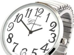 Blekon Collections Silver Super Large White Face Case Size 43mm EXTRA LARGE Stretch Band Japanese Movement PC21J Fashion Watch