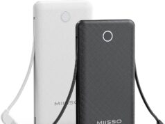 10000mAh Slim Portable Charger with Built in Cable, Power Bank Travel Charger External Battery Pack for Phone, 4 Output USB Type C Cord Clutch Charger Compatible with iPhone, 2 Pack Black & White