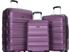 Travelhouse Luggage Sets, Hardside Suitcases 24in/28in, Carry on 20in,3 Piece Set Travel Luggages Clearance with Double Spinner Wheels TSA Lock Lightweight (Dark Purple)