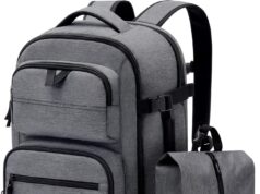 BAGSMART Travel Backpack for Women Men, 40L Flight Approved Carry on Backpack with Shoe Bag, TSA Large Personal Item Backpack with 17 Inch Laptop Compartment, Weekender Suitcase for Travel, Grey