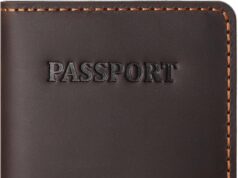 Passport Holder with Airtag Slot, Full Grain Leather Mens Air tag Passort Travel Wallet and Cover for Women