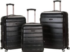 Rockland Melbourne Hardside Expandable Spinner Wheel Luggage, Black, 3-Piece Set (20/24/28)