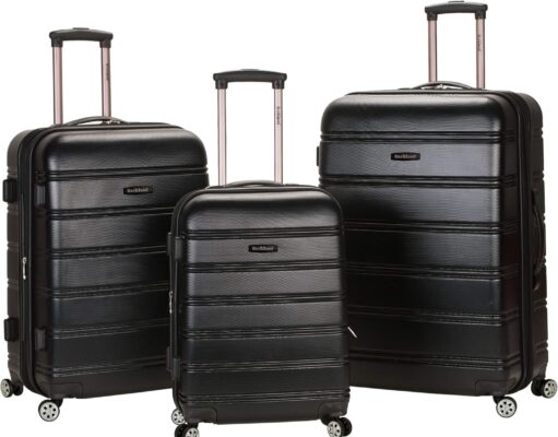 Rockland Melbourne Hardside Expandable Spinner Wheel Luggage, Black, 3-Piece Set (20/24/28)