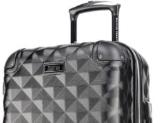 Kenneth Cole REACTION Diamond Tower Collection Lightweight Hardside Expandable 8-Wheel Spinner Travel Luggage, Black, 20-Inch Carry On