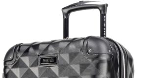 Kenneth Cole REACTION Diamond Tower Collection Lightweight Hardside Expandable 8-Wheel Spinner Travel Luggage, Black, 20-Inch Carry On