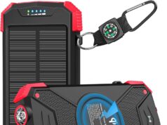 BLAVOR Solar Charger Power Bank 10,000mAh, Portable Wireless Charger, 20W Fast Charging External Battery Pack with USB C for Cell Phones, Solar Panel Charger with Dual Flashlight for Camping