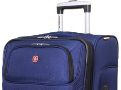 SwissGear Sion Softside Expandable Luggage, Blue, Checked-Medium 25-Inch