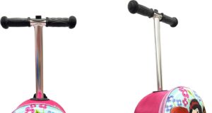 Disney Princess Kids 19” Suitcase Scooter – Boys and Girls Magical Carry-on Luggage with LED Light Up Wheels, Waterproof Hard Shell, Retractable Handle, and Lightweight Foldable Ride-On Travel Bag