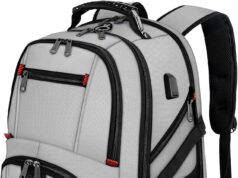 YOREPEK Travel Backpack, Extra Large 50L Laptop Backpacks for Men Women, Water Resistant College Backpack Airline Approved Business Work Bag with USB Charging Port Fits 17 Inch Computers, Light Grey