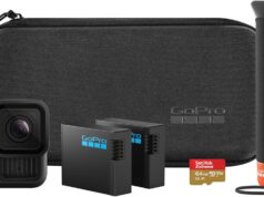 GoPro HERO13 Black Accessory Bundle – Includes The Handler, 2 Enduro Batteries, 2 Curved Adhesive Mounts, 64GB SanDisk MicroSD Card, and Carrying Case