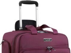 LUGGEX Underseat Carry On Luggage with Wheels – 16 Inch Soft Sided Under the Seat Bag for Airplanes – Lightweight Overnight Suitcase (Purple)