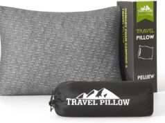 Small Shredded Memory Foam Pillow, Camping Pillow Travel Pillow – Compressible Medium Firm, Breathable Cover, Ideal Backpacking Hiking, Airplane and Car