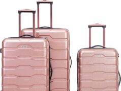 3 Piece Luggage Set, PC+ABS Lightweight Suitcase Sets with Spinner Wheels, Hardshell Luggage Sets with TSA Lock RoseGold (20/24/28)